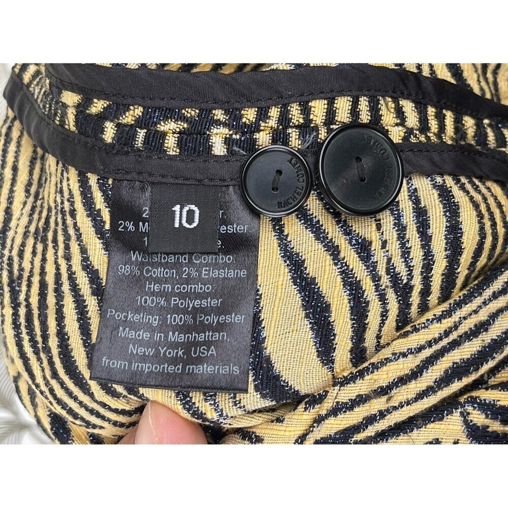 Rachel Comey Zebra Metallic Brocade Pants Gold Black Wide Leg Button Fly Size 10 - Picture 11 of 12
